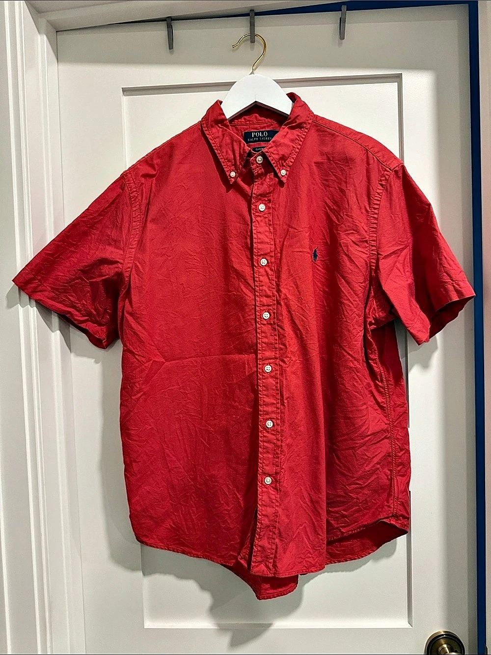 Polo Ralph Lauren Classic Fit Red Short Sleeve Button Down XL Like New